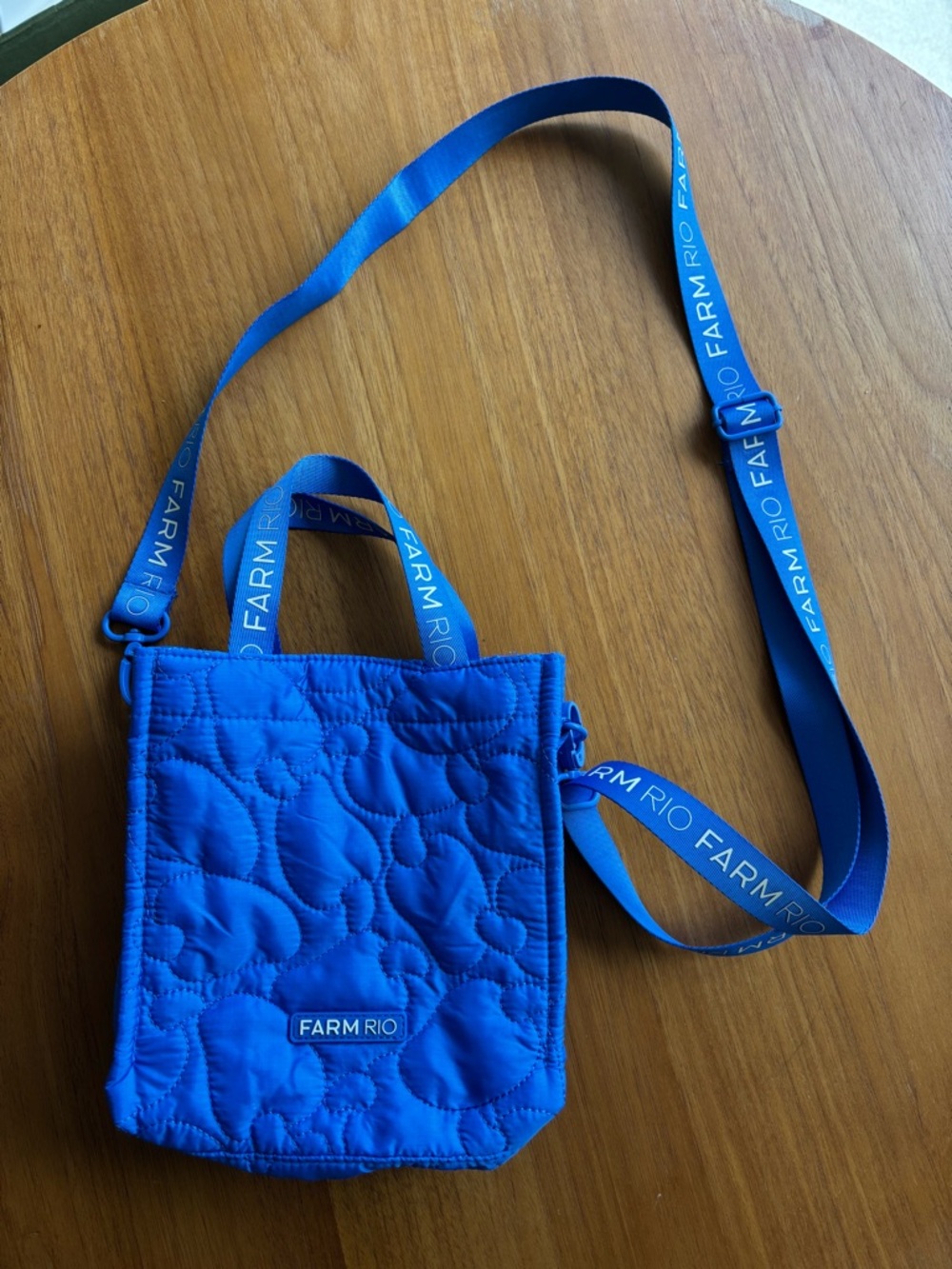 FARM RIO Cobalt Quilted Crossbody Bag with Branded Strap